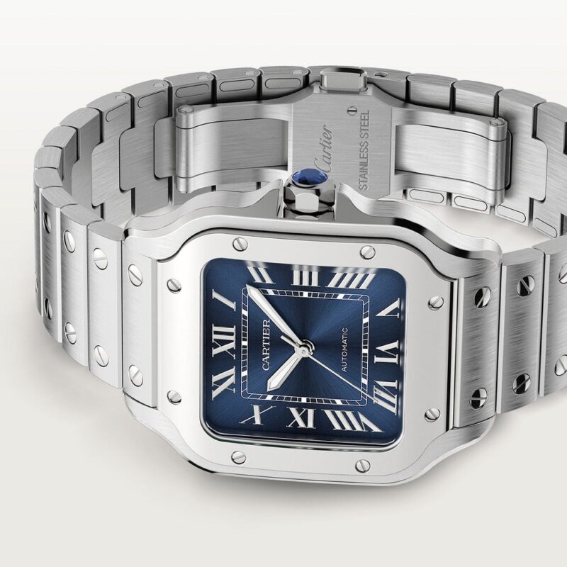 Montre Santos de Cartier tableau bleu – Image 3