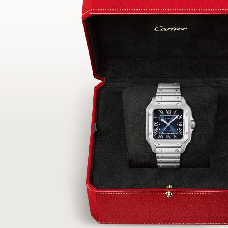 Montre Santos de Cartier tableau bleu – Image 6