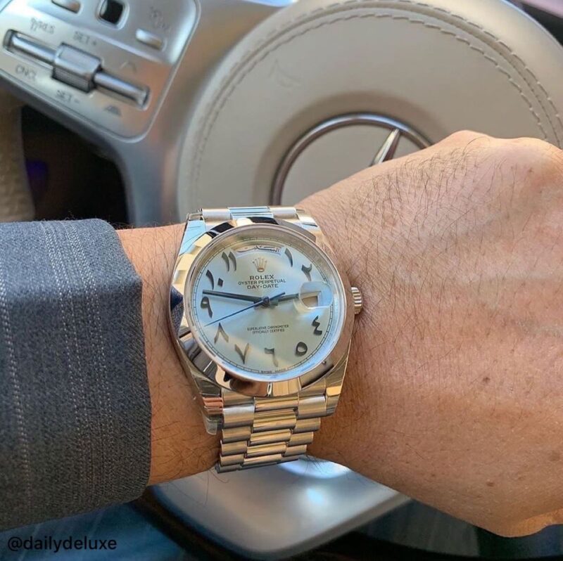 Rolex Day Date Blue Arabic Dial Platinum – Image 5
